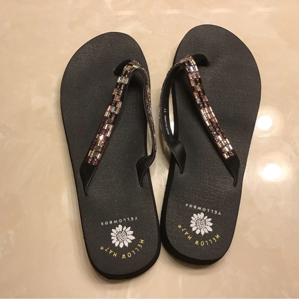 Yellow Box Multi Color Flip Flops. Size 11